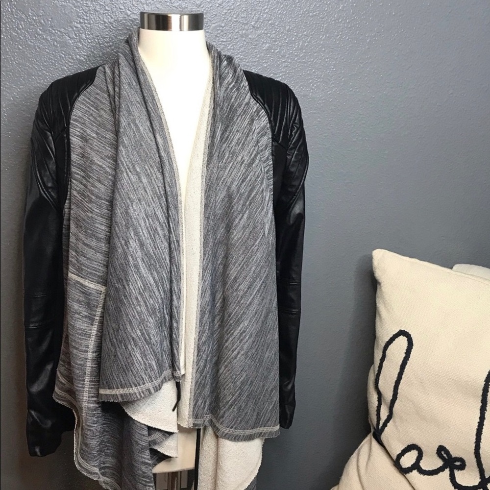 Blank NYC sweatshirt/leather sleeved jacket size Medium